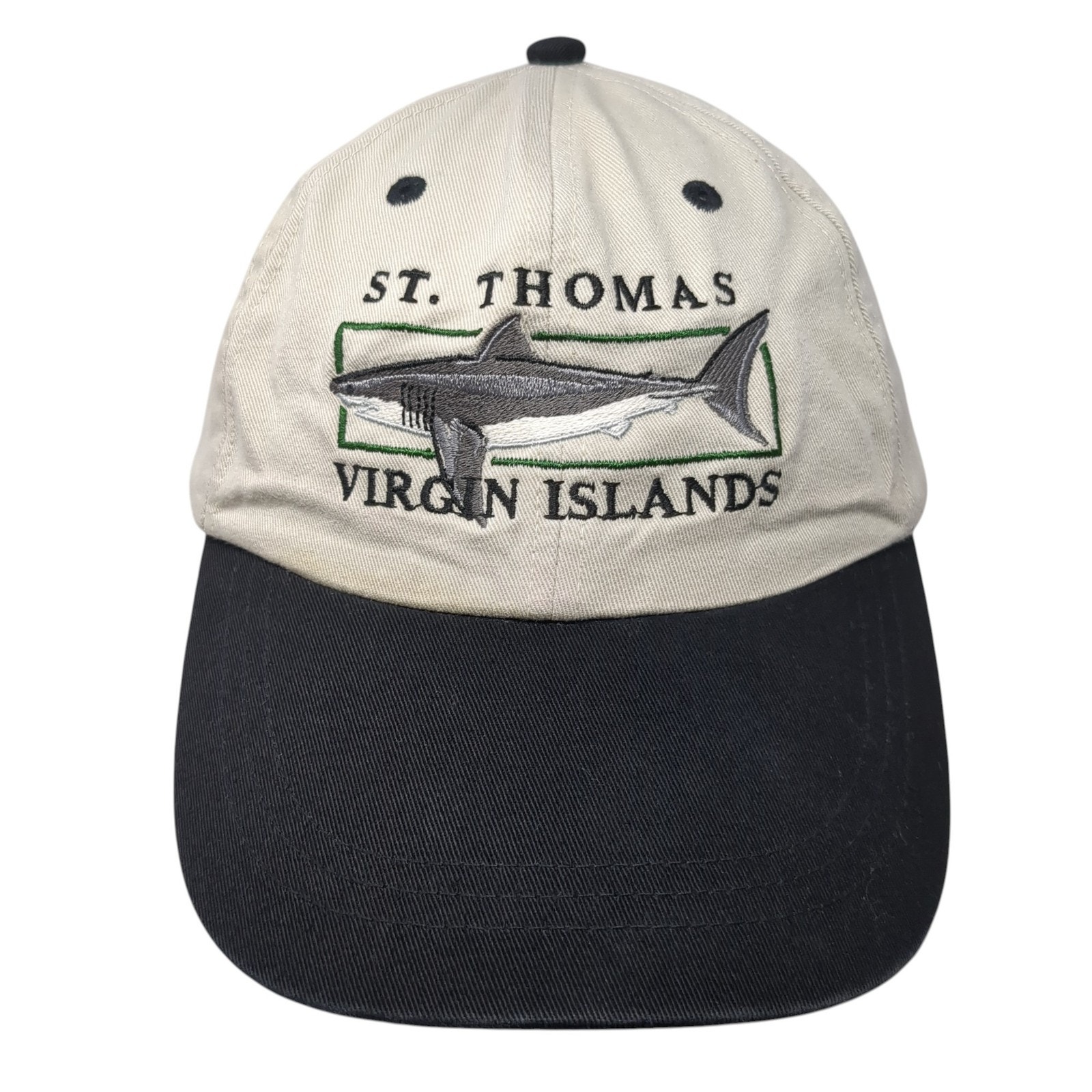 St. Thomas Virgin Islands Shark Strapback Hat Beige One Size Ouray